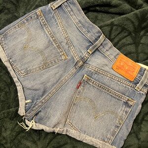 Levi's Light Blue Denim Cutoff Shorts with Raw Hem